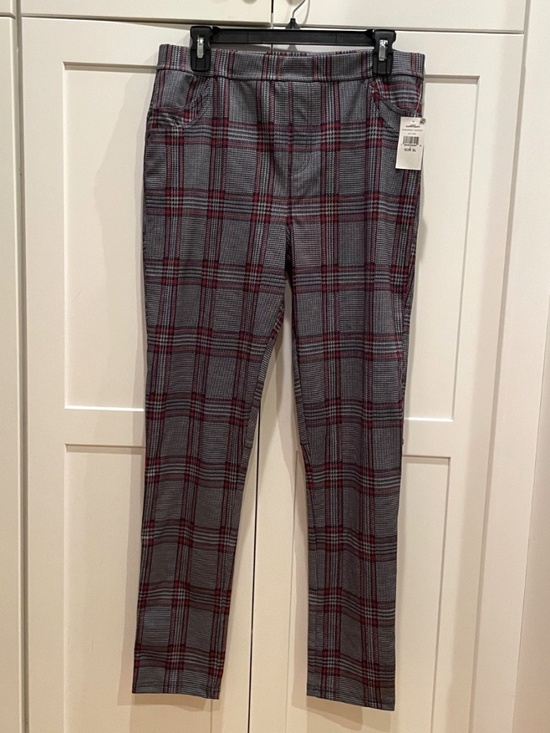 Sanctuary Pants - NWT Sanctuary Red and Gray Plaid Ponte Legging Straight Leg Pants